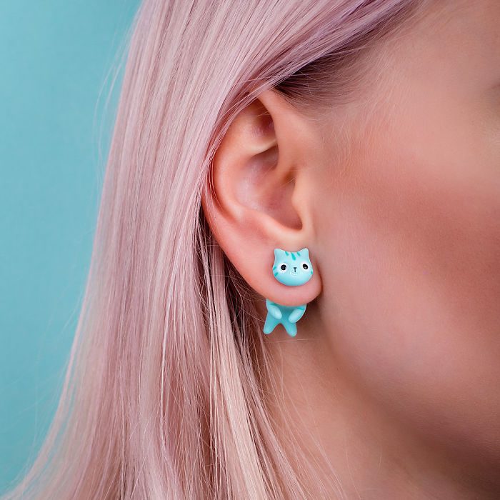 Mint Cheshire Cat Earring