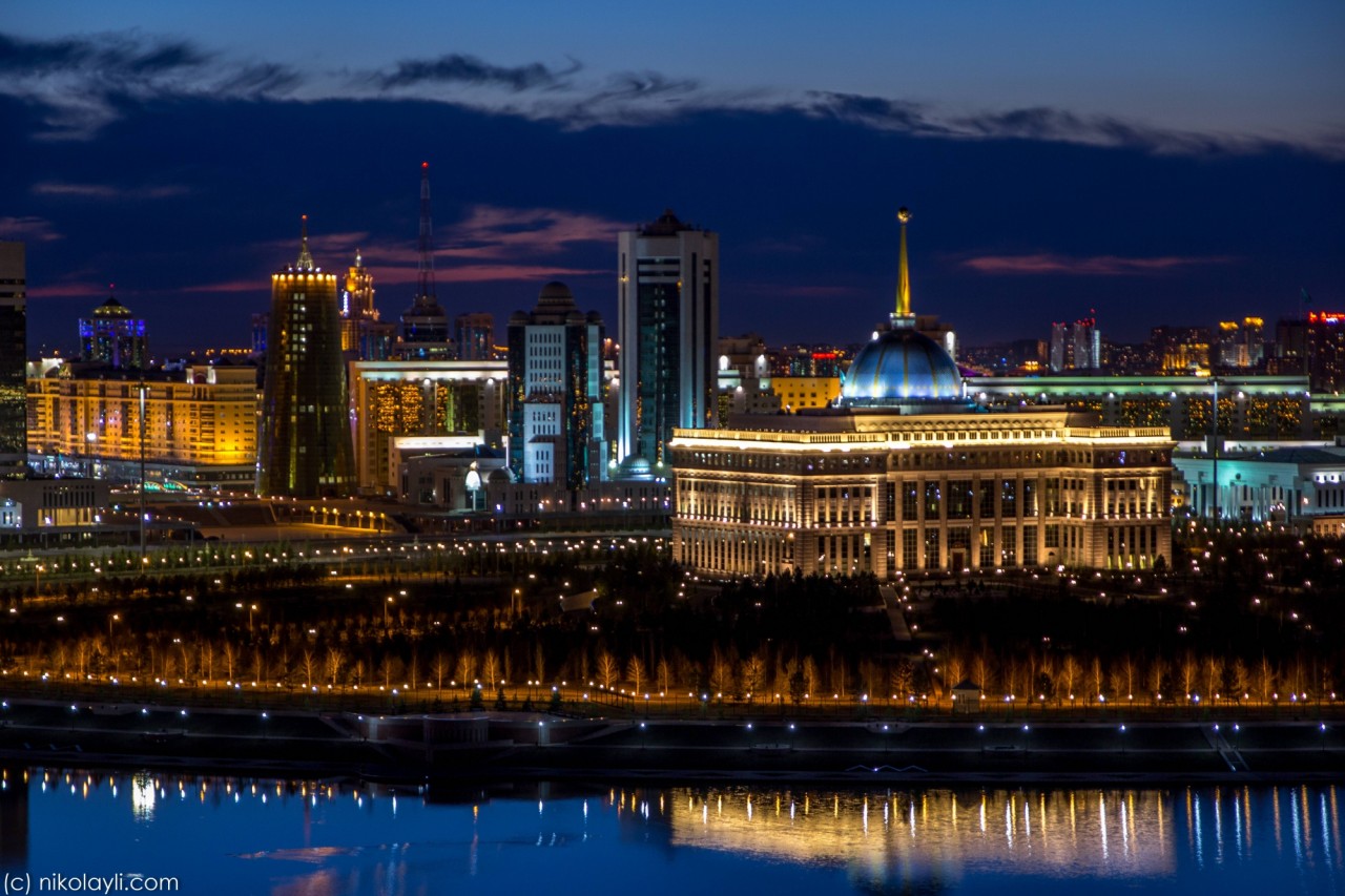 Ночная Астана Централазия, астана, мегаполис, скайлайн