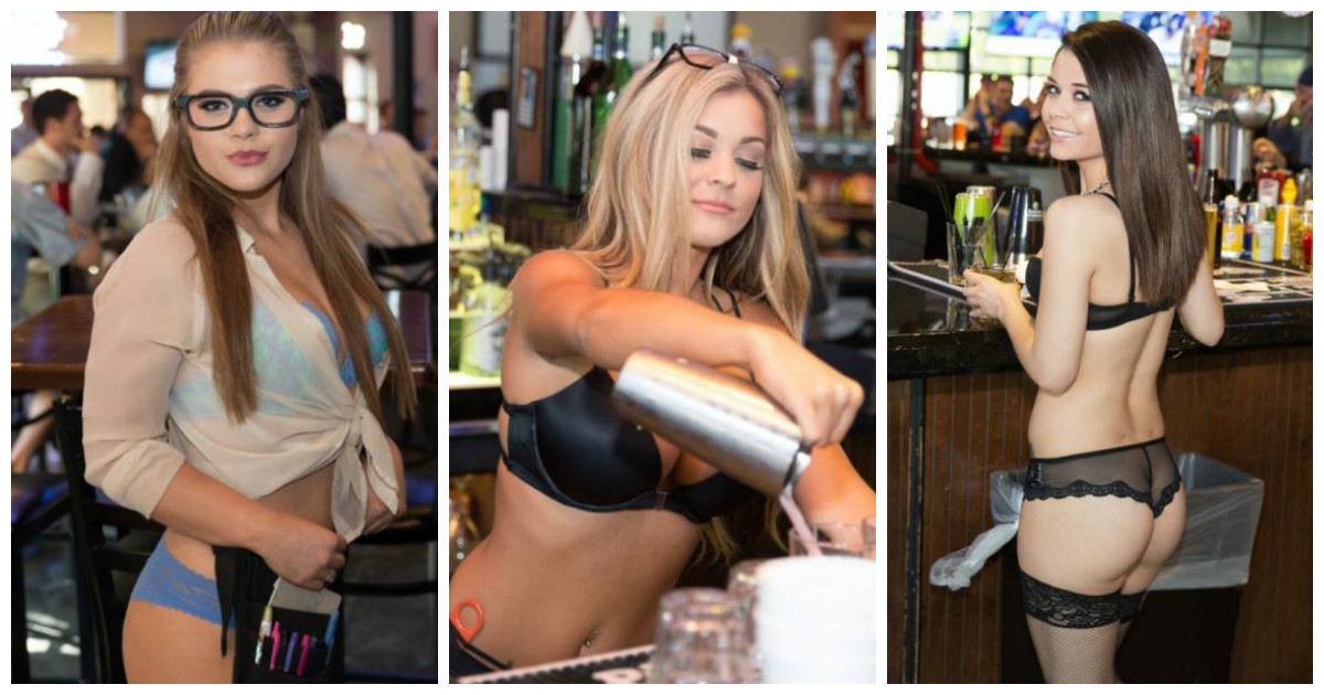 Topless waitress nude