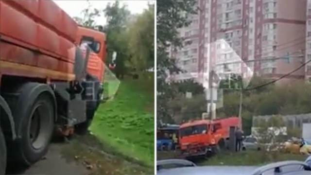 Последствия ДТП с грузовиком на юге Москвы сняли на видео