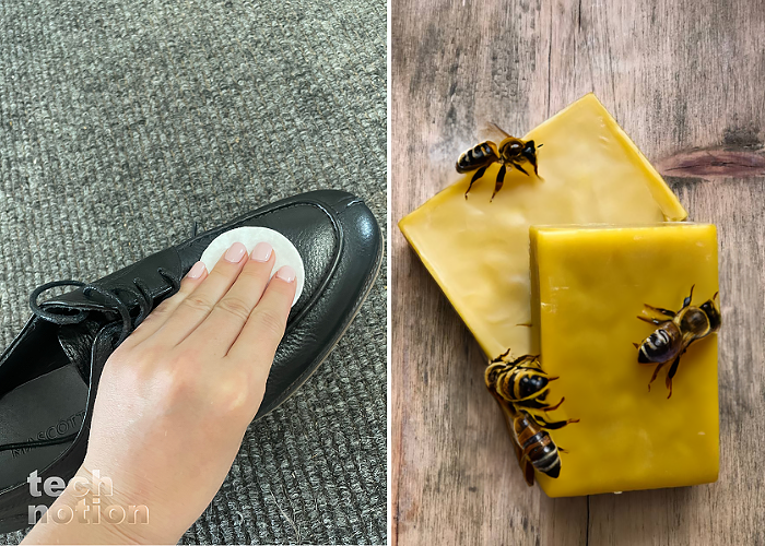Чтобы обувь не промокала, смажьте ее пчелиным воском / Изображение: дзен-канал technotion