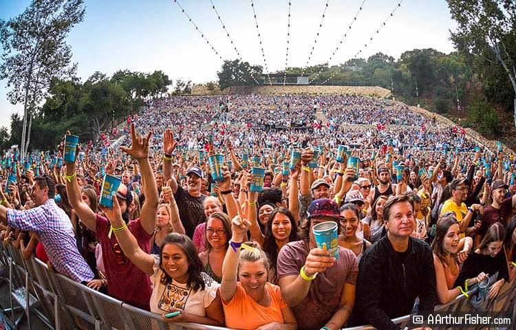 Crowd holds up their Jack Johnson cups - SB Bowl, July 2017