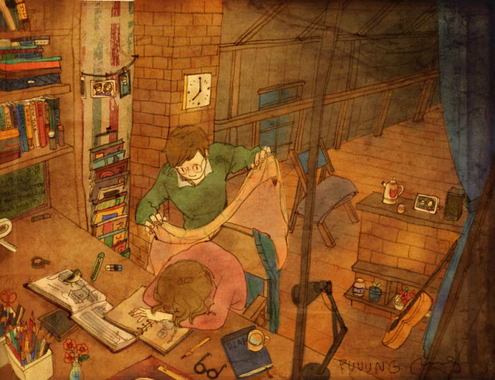 Любовь - это укутать ее в плед. Love Is... Любовь в мелочах на иллюстрациях повседневной жизни влюбленной парочки