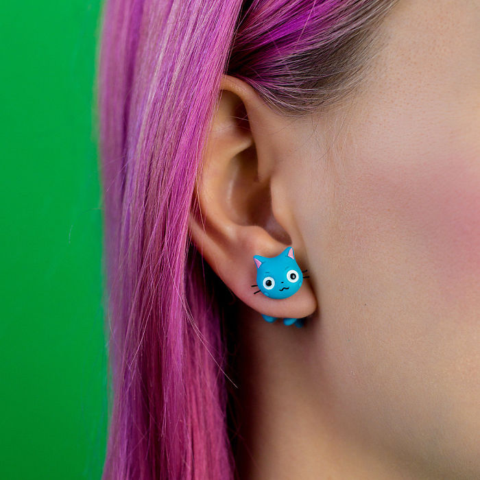 Happy Cat Earring / Paw Stud