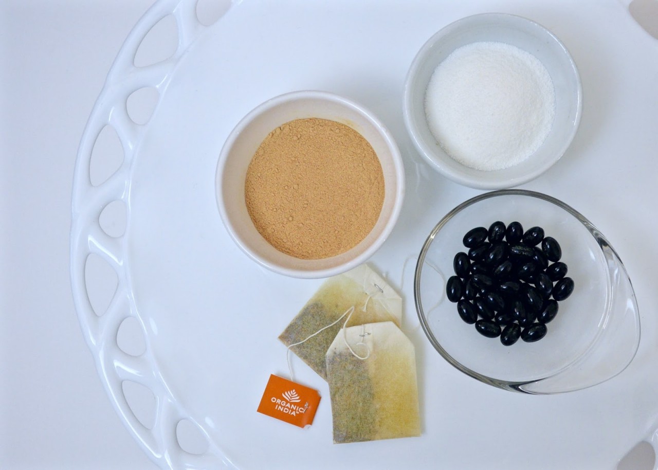 Shot of four supplements for healthy skin natural acne remedies