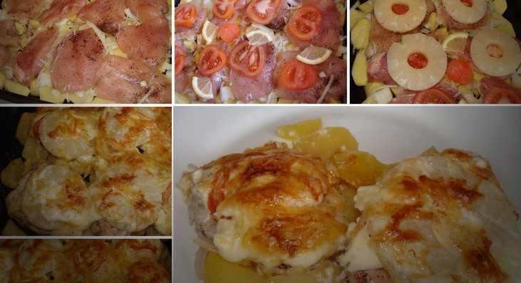 Запеченная курица с картофелем и ананасами – идеальный ужин!