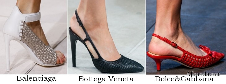 Фото модной женской обуви весны 2014 из плетеной кожи