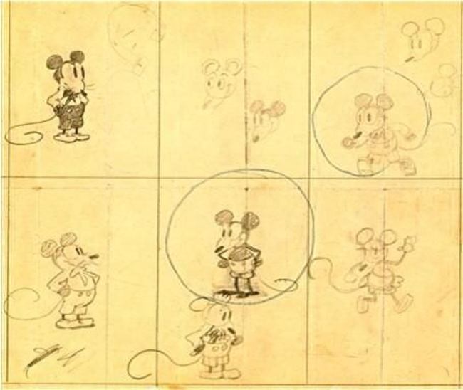 Ранние рисунки Микки Мауса от Уолта Диснея