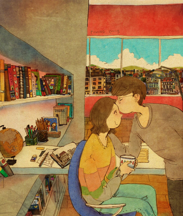 Любовь - это поцеловать ее, когда просто проходишь мимо. Love Is... Любовь в мелочах на иллюстрациях повседневной жизни влюбленной парочки
