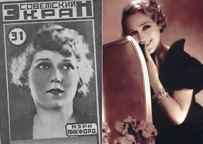 Мэри Пикфорд на обложке журнала *Советский экран*, 1926, и на фото | Фото: kino-teatr.ru Мэри Пикфорд на обложке журнала *Советский экран*, 1926, и на фото | Фото: kino-teatr.ru