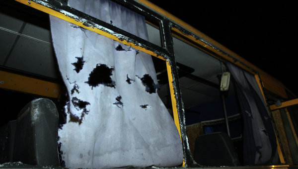 Автобус, обстрелянный в Волновахе, 13 января 2015