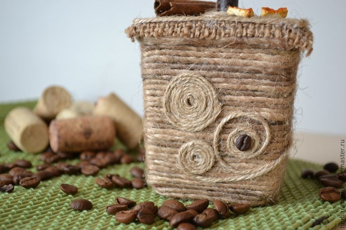 Поделки из кофейных зерен и мешковины