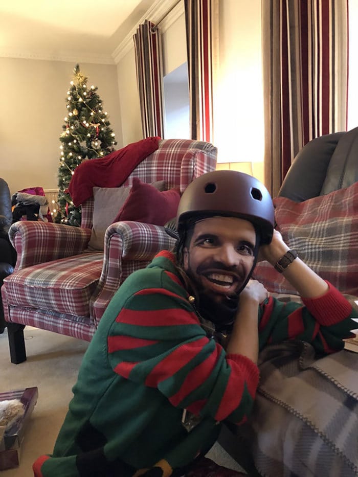I Got My Girlfriend A New Bike Helmet. With A Drake Face-Print Balaclava Now She Looks Like A Custom Video Game Character