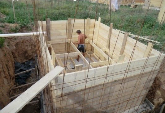 Рис.11. Установка опалубки для заливки стен погреба Рис.11. Установка опалубки для заливки стен погреба