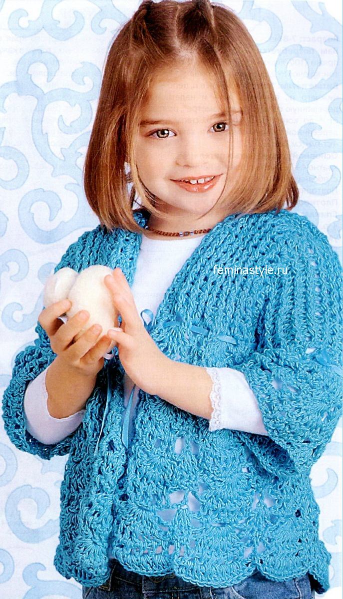 Бирюзовая накидка крючком