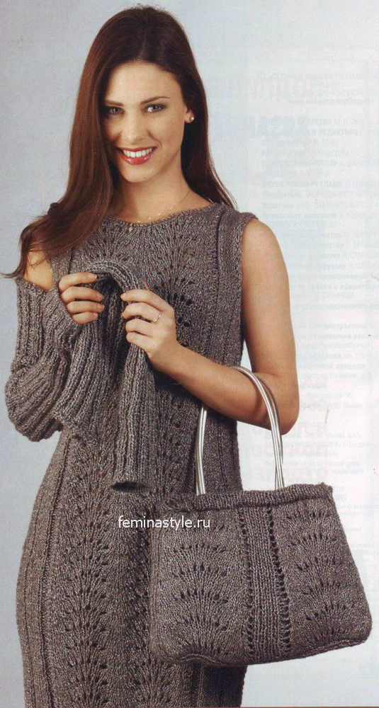 Митенки и сумка спицами