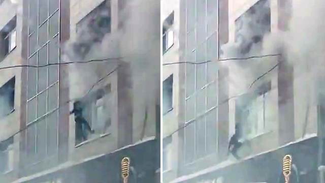 Видео: люди выпрыгивают из горящего бизнес-центра в Перми