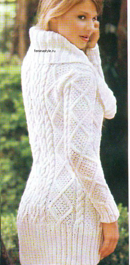 Пуловер Соло белого спицами