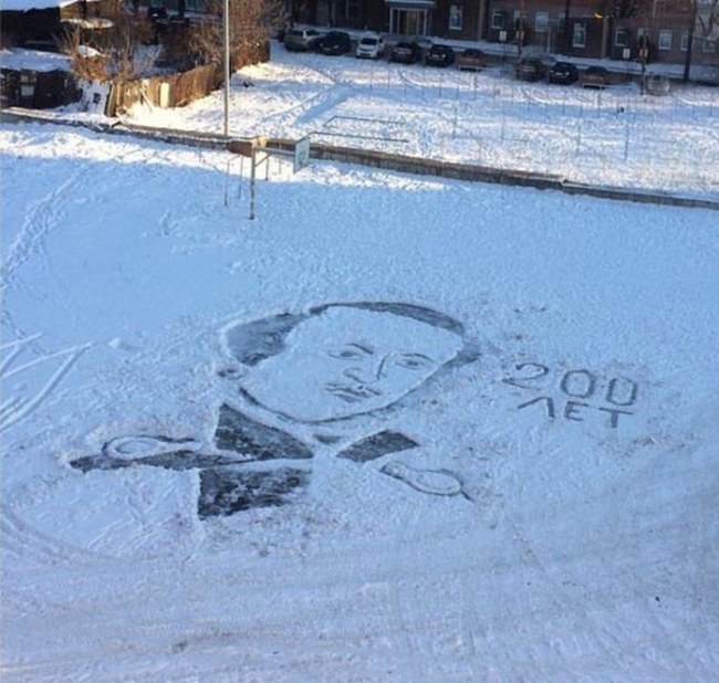 Дворник приобщает детей к прекрасному картинами на снегу добро, люди, поступки