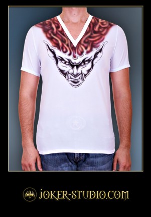 ИНКУБУС ~ ЛЕТНЯЯ МАЙКА для ЮНОШИ с ГОТИЧЕСКОЙ АЭРОГРАФИЕЙ СВЕТЯЩЕЙСЯ в УЛЬТРАФИОЛЕТЕ