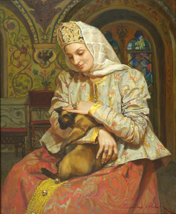 Боярышня с кошкой. Автор: Молодых Мария. Боярышня с кошкой. Автор: Молодых Мария.
