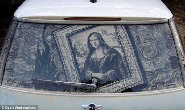 Удивительное грязевое искусство на окнах (9 фото)