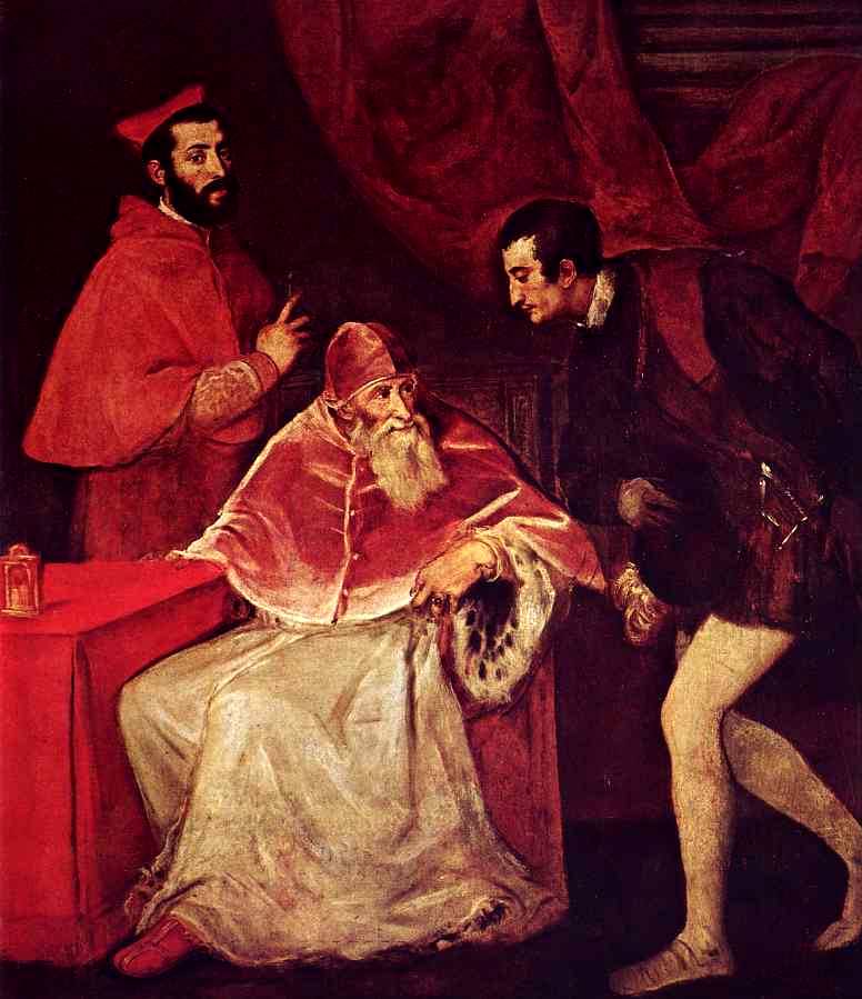 Папа с кардиналом  и герцогом 