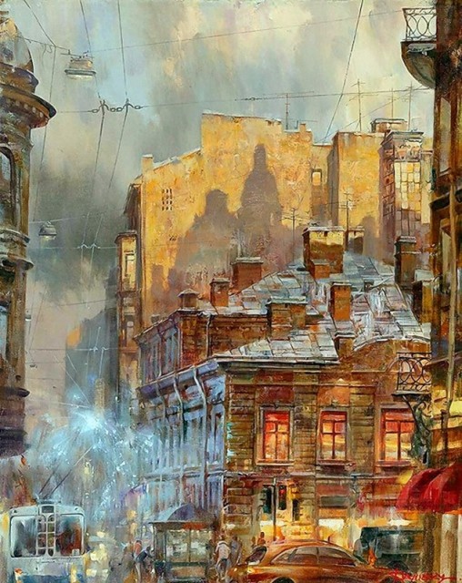 Город на закате дня. Автор: Иван Славинский Иван Славинский, он же Марина Иванова, он же «Слива»: почему русский художник подписывал картины именем жены