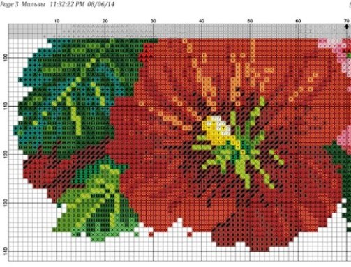 Вышивка крестом — "Мальвы"(со схемой)