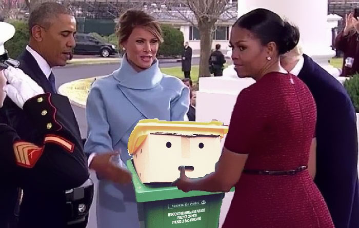 Donald Being Carried To His Inauguration By The First Lady And The First Lady Elect