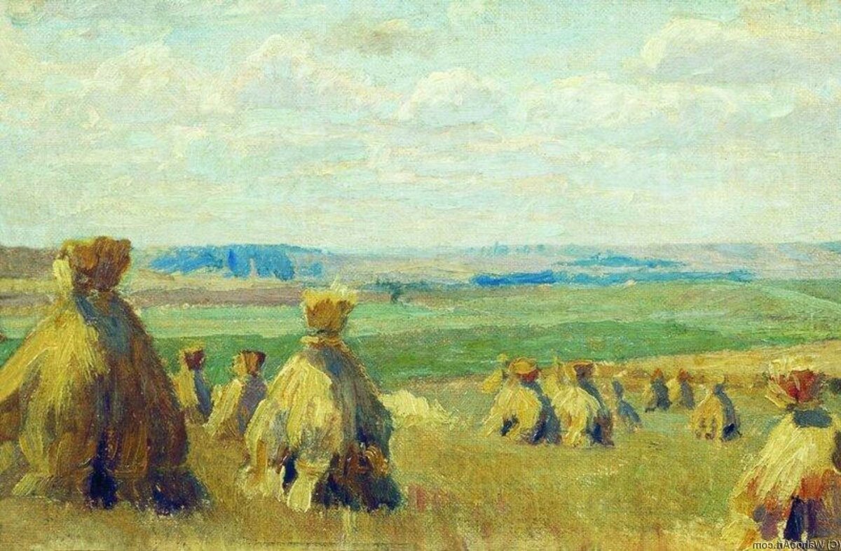 "Стога", 1897, ученическая работа, холст, масло