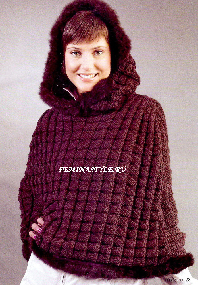 Пончо с капюшоном