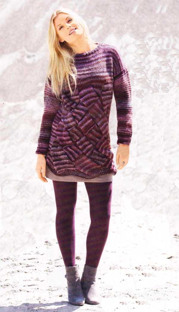 Пуловер с крупным плетеным узором
