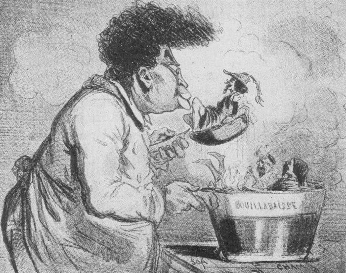 Карикатура «Дюма варит исторический суп» Кулинарное путешествие Александра Дюма в Россию: Какие русские блюда полюбил французский писатель-гурман