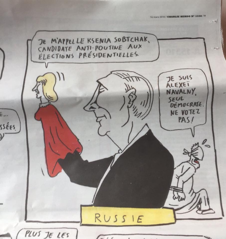 Charlie Hebdo опубликовал карикатуру, посвященную выборам президента России Charlie Hebdo опубликовал карикатуру, посвященную выборам президента России