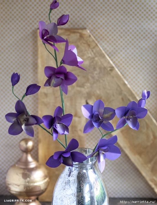 Цветы ОРХИДЕИ из цветной бумаги. Шаблоны (3) (533x700, 264Kb)