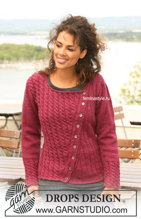 Вязание спицами жакета с диагональной планкой