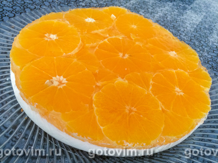 Творожно-йогуртовый торт с апельсинами без выпечки. Фотография рецепта