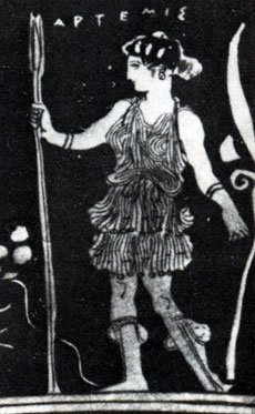 94. Артемида. Фрагмент росписи скифоса. Около 400 г. до н. э. Тюбинген. Музей Университета