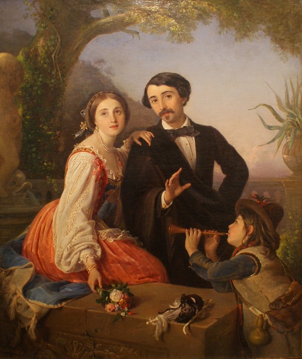 А.И.Лорис-Меликов с женой и итальянским мальчиком. Автор: П.Орлов. А.И.Лорис-Меликов с женой и итальянским мальчиком. Автор: П.Орлов.