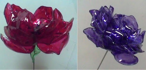 Орхидея, ромашка, роза, лилия, мак и тюльпан из пластиковых бутылок