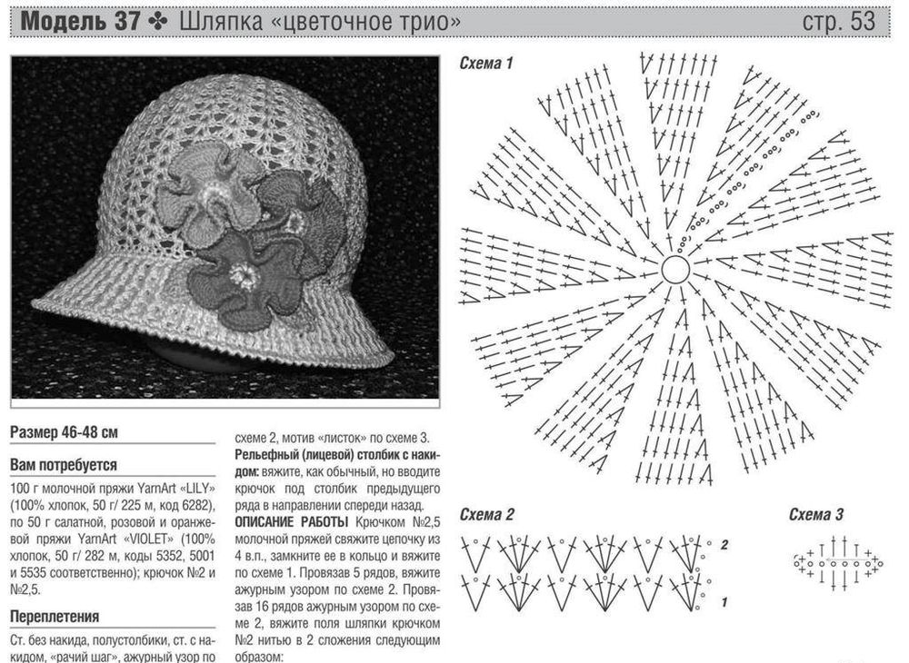 Замечательные шляпки для лета: вяжем по схемам вязание,женские хобби,рукоделие,своими руками,шляпка летняя