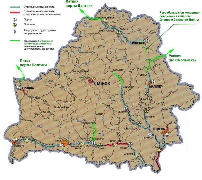 Карта белоруссии с озерами