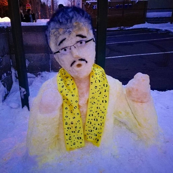Японцы превращают неожиданный снег в произведения искусства! красота, снег, творчество, япония