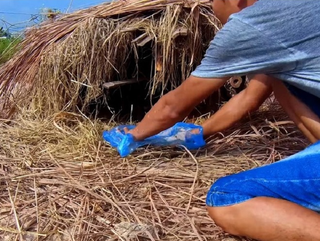 Человек возле сена