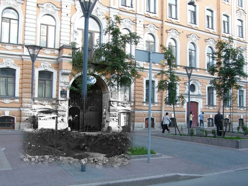 Ленинград 1941-2009 Улица Правды. Воронка от авиабомбы сентябрь 1941 блокада, ленинград, победа