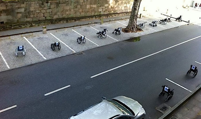 Wheelchairs Take Up All The Parking At A Park In Lisbon, Portugal, To Protest Improper Use Of Handi-accessible Parking