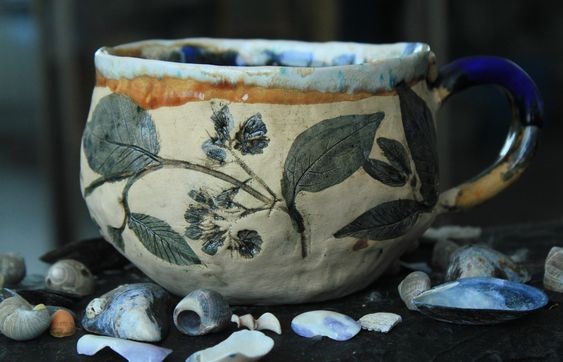 Отпечатки растений в керамике декор,идеи и вдохновение