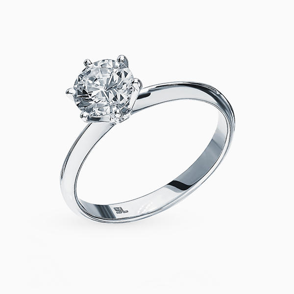 Помолвочное кольцо SL из коллекции «Бриллианты Якутии», белое золото, бриллиант 