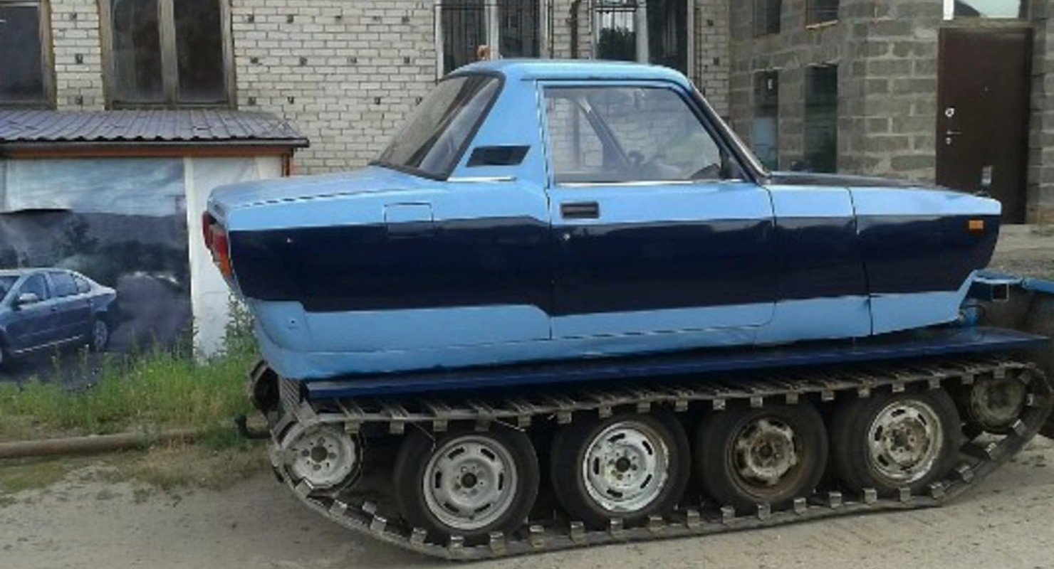 Гусеничный ВАЗ-2107 с 2 моторами: уникальный интересный вездеход